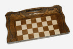 Mount Ararat chess and backgammon set shown folded with carry handle