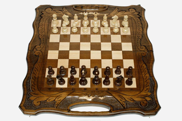 Grand Mount Ararat Beech Chess and Backgammon Set II