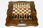 Grand Russian Coat of Arms Beech Chess and Backgammon Set