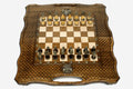 Russian Coat of Arms Beech Chess and Backgammon Set with Bronze Pieces
