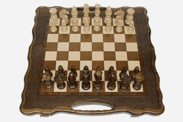 Grand Classic Beech Chess and Backgammon Set
