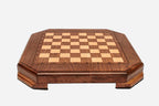 Classic chess set shown folded with carry handle