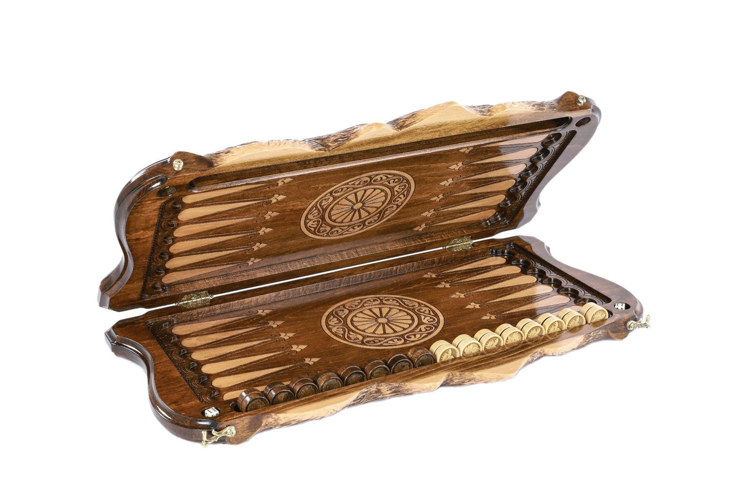 Bear & Deer Two-Sided Backgammon Set - Mountain Contour Design