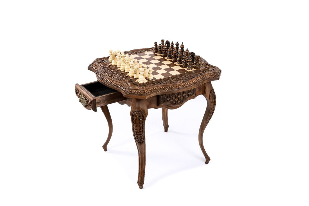 Premium artisan table chess board luxury furniture chess piece