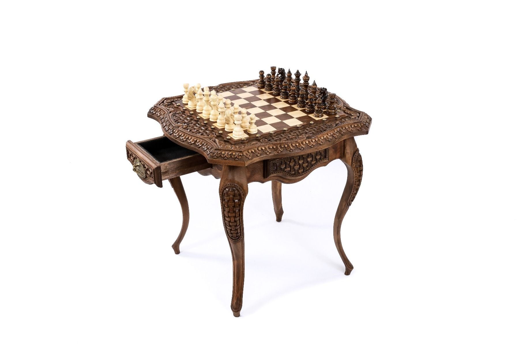 Premium artisan table chess board luxury furniture chess piece