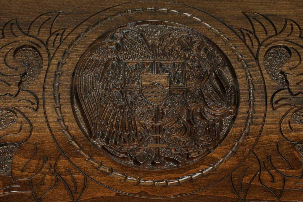 Armenian Backgammon Set - Coat of Arms IV - handmade wooden backgammon board