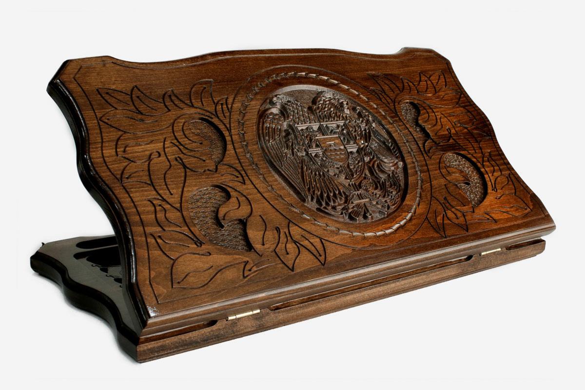 Armenian Backgammon Set - Coat of Arms IV - handmade wooden backgammon board