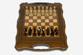 Compact Lattice Beech Chess and Backgammon Set