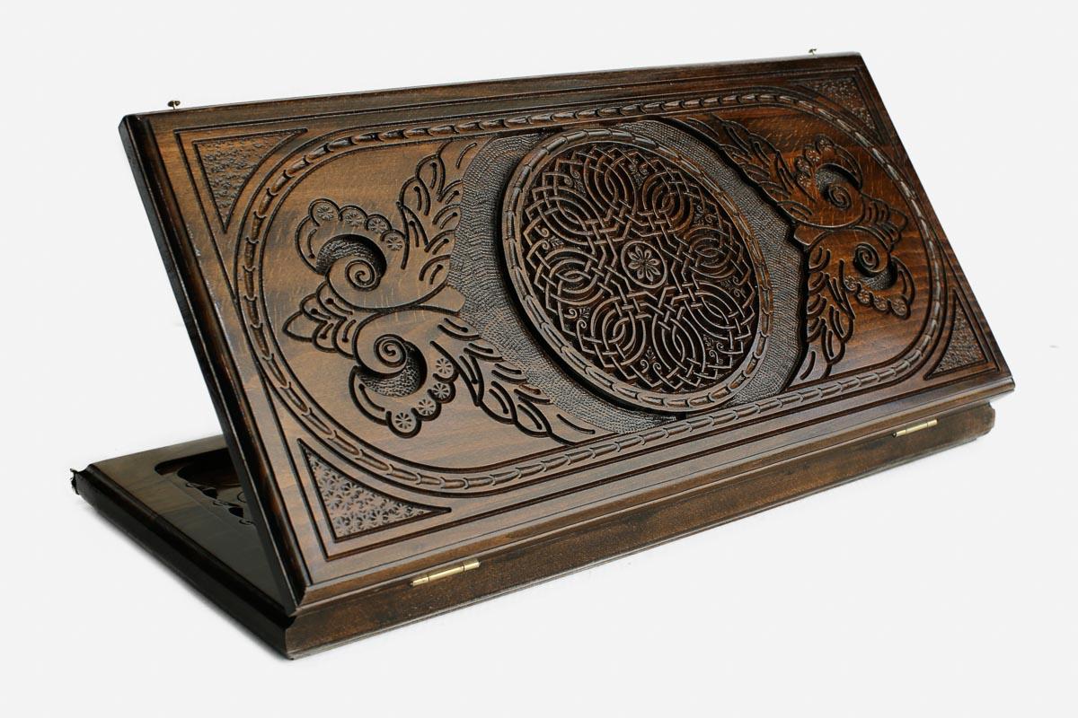 Armenian Backgammon Set - Ornaments XIX - handmade wooden backgammon board