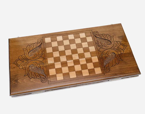 Armenian Backgammon Set - Vahanavank Monastery - handmade wooden backgammon board