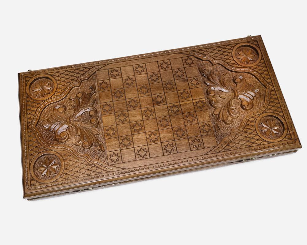 Backgammon Set Octagons - handmade wooden backgammon board