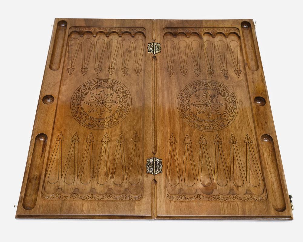 Backgammon Set Octagons - handmade wooden backgammon board