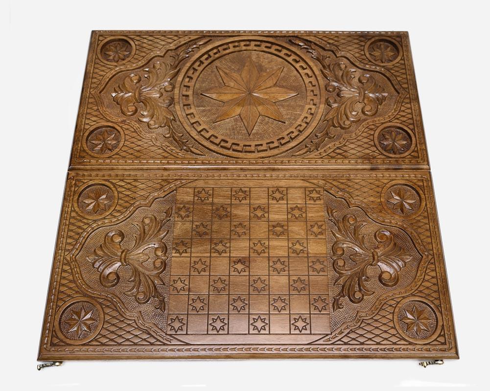 Backgammon Set Octagons - handmade wooden backgammon board