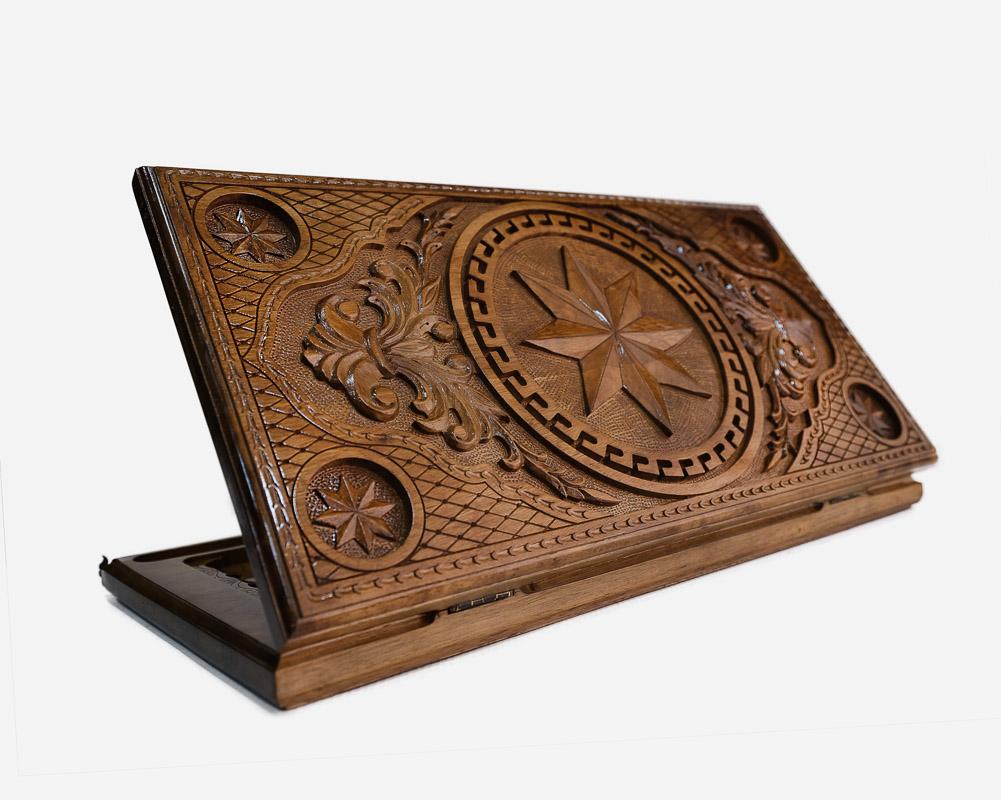 Backgammon Set Octagons - handmade wooden backgammon board