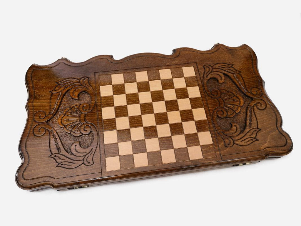 Backgammon Set Wolf Pack - handmade wooden backgammon board