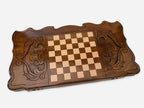Backgammon Set Wolf Pack - handmade wooden backgammon board