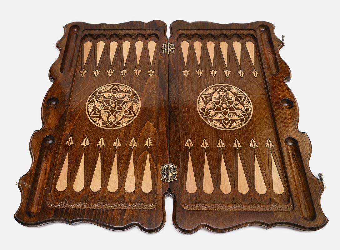 Backgammon Set Wolf Pack - handmade wooden backgammon board