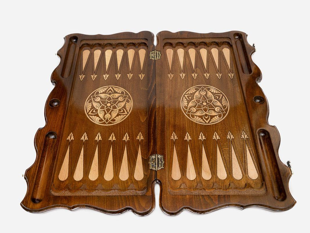 Backgammon Set Lion Family - handmade wooden backgammon board