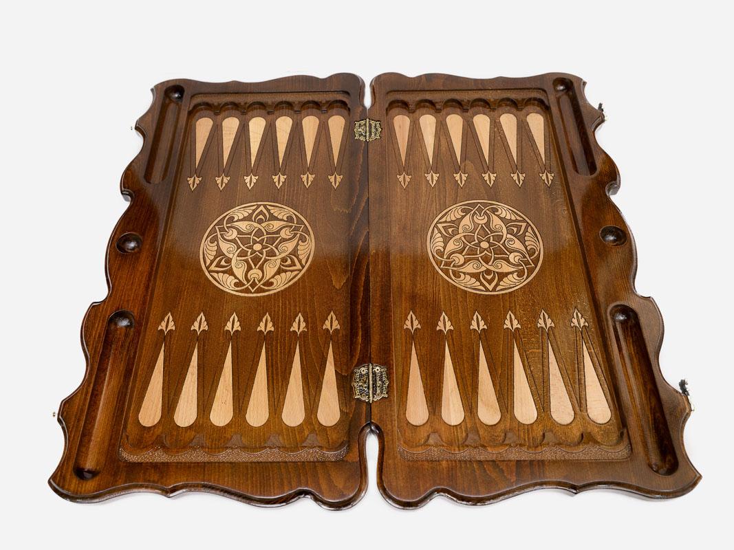 Backgammon Set Lion Family - handmade wooden backgammon board