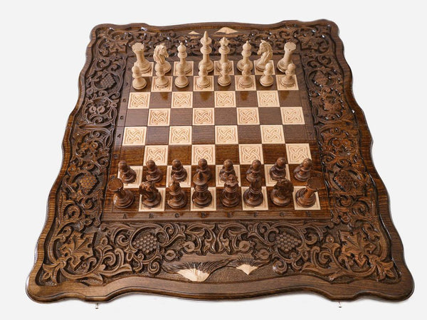 Mount Ararat, Pomegranate and Grapevine Beech Chess Set