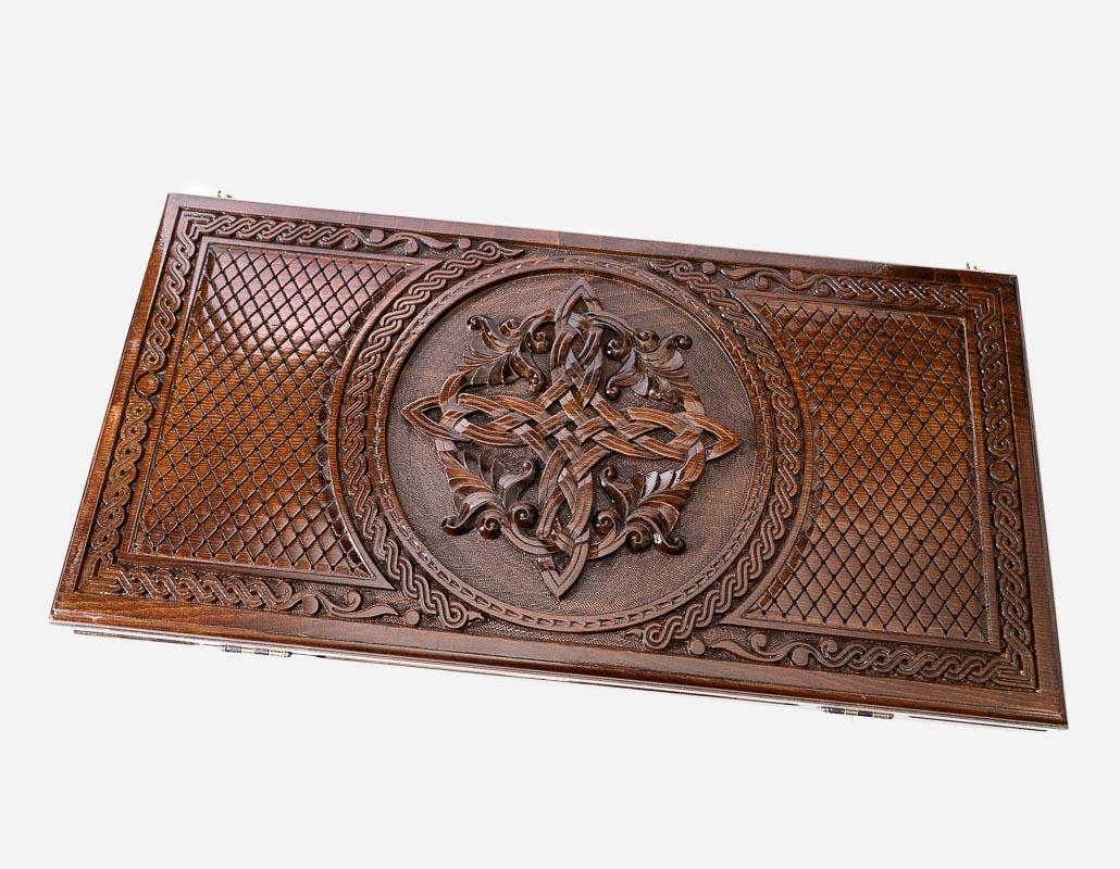 Backgammon Set Snowflake III - handmade wooden backgammon board