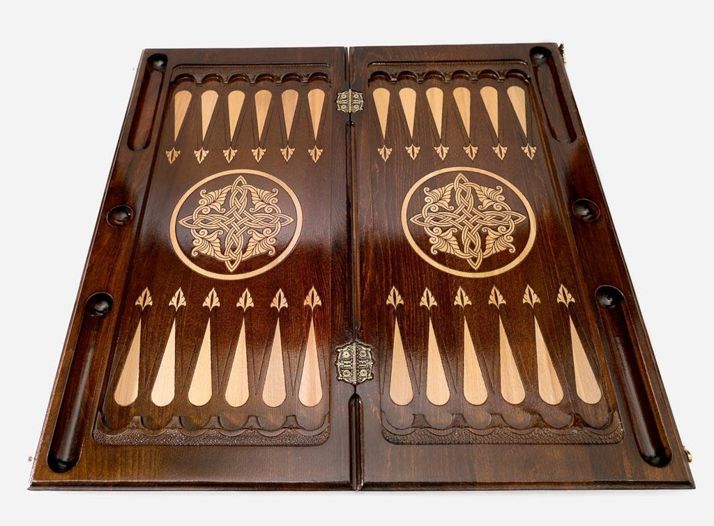 Backgammon Set Snowflake III - handmade wooden backgammon board