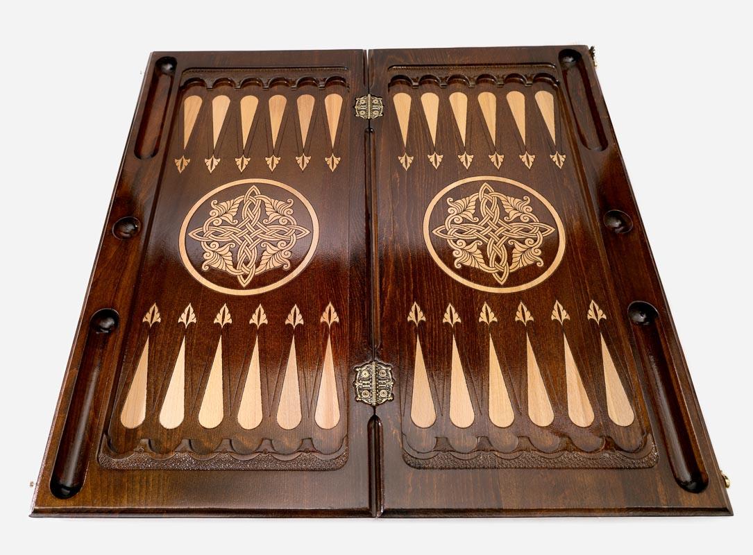 Backgammon Set Snowflake III - handmade wooden backgammon board