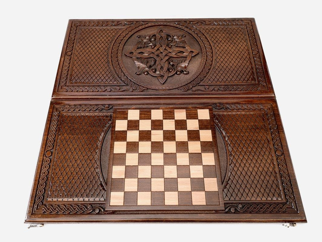 Backgammon Set Snowflake III - handmade wooden backgammon board