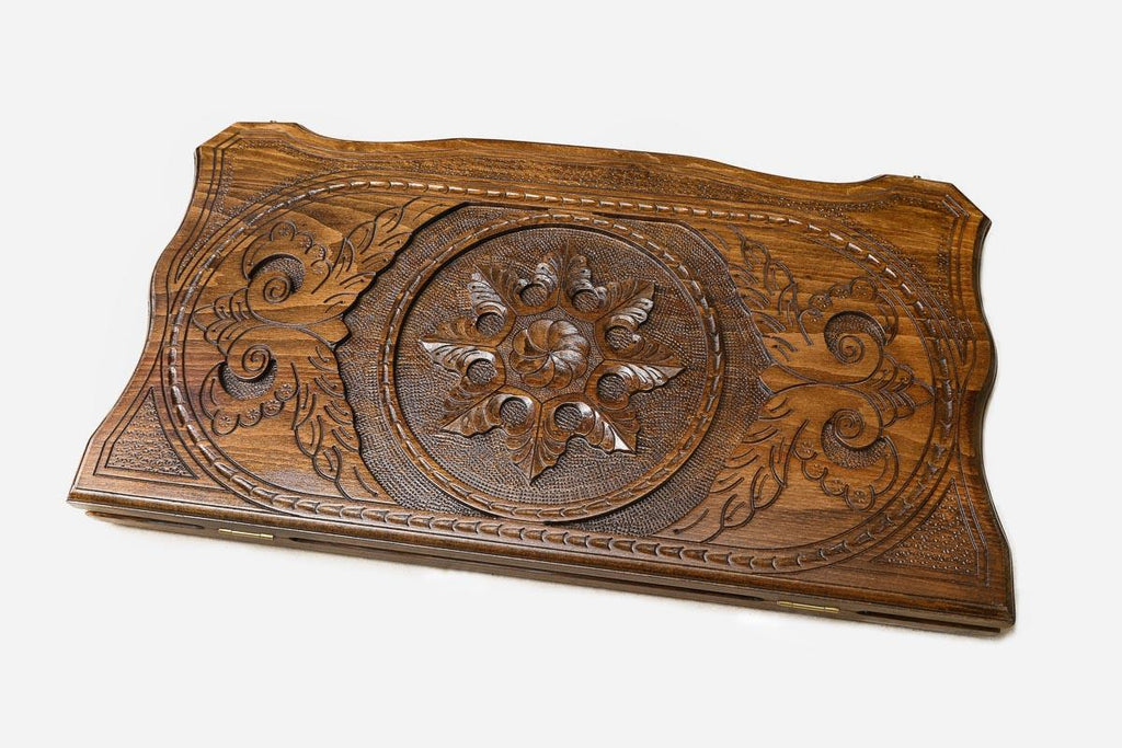 Backgammon Set Snowflake II - handmade wooden backgammon board