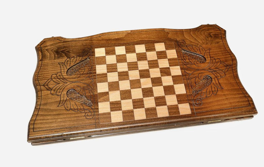 Backgammon Set Snowflake II - handmade wooden backgammon board