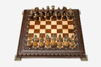 Carved Beech Chess Set with Bronze Pieces