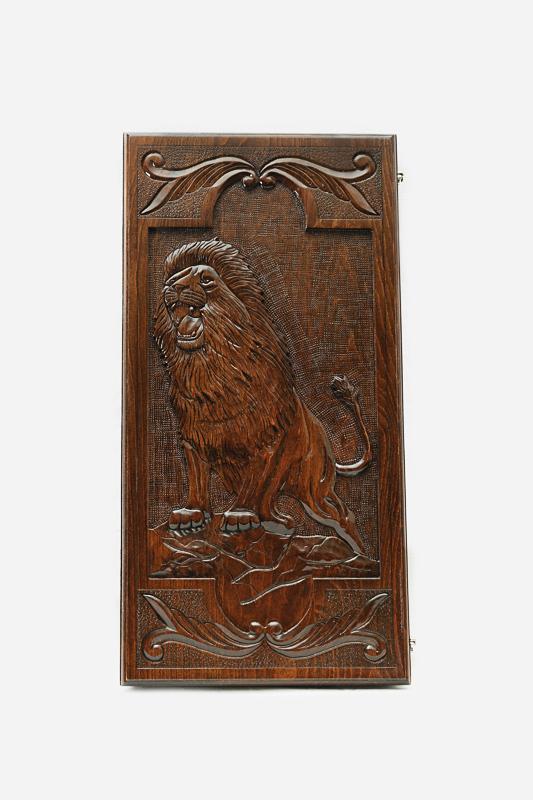 Backgammon Set Lion VI - handmade wooden backgammon board