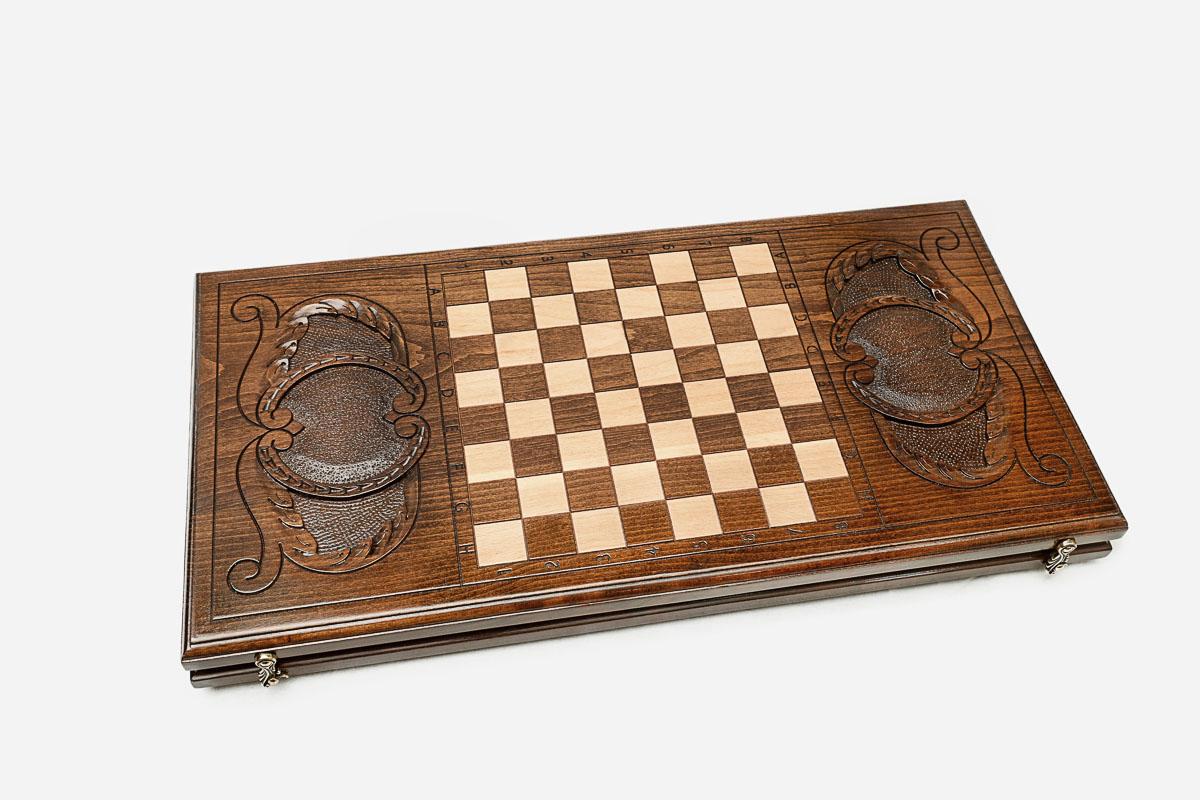 Backgammon Set Lion VI - handmade wooden backgammon board