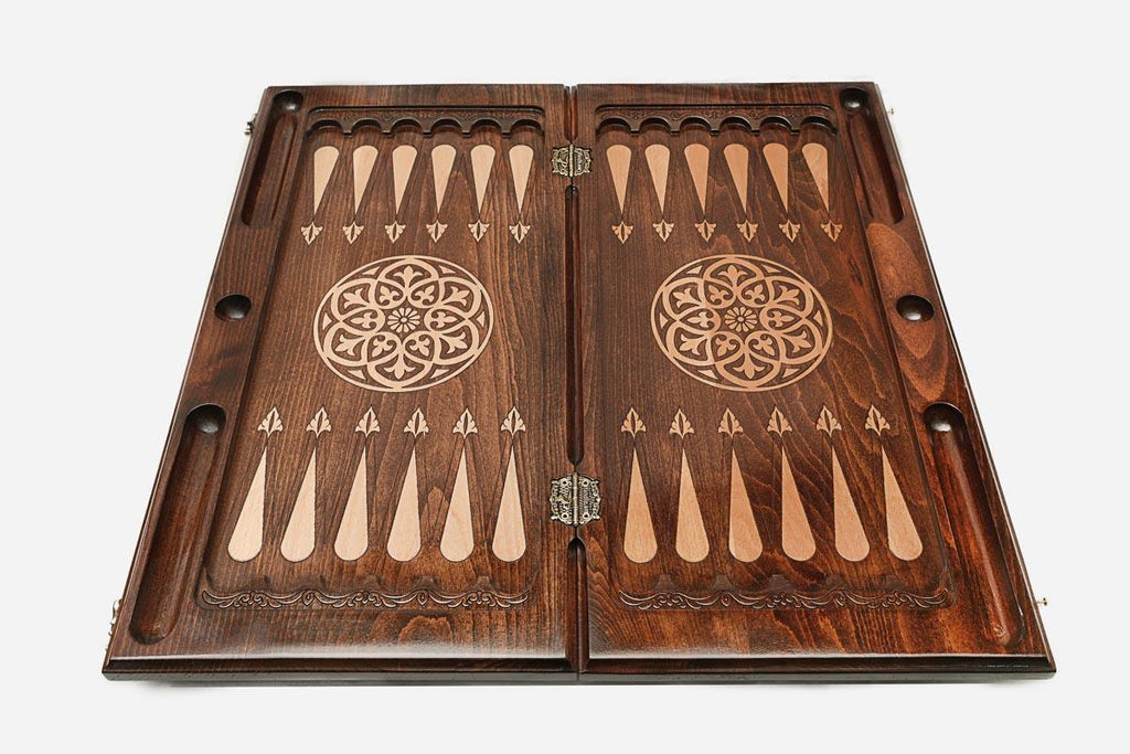 Backgammon Set Lion VI - handmade wooden backgammon board