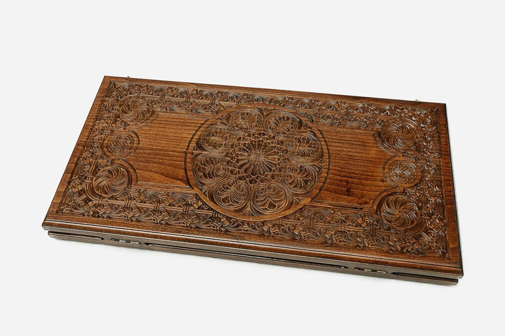 Armenian Backgammon Set - Ornaments XVIII - handmade wooden backgammon board