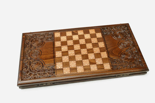 Armenian Backgammon Set - Ornaments XVIII - handmade wooden backgammon board