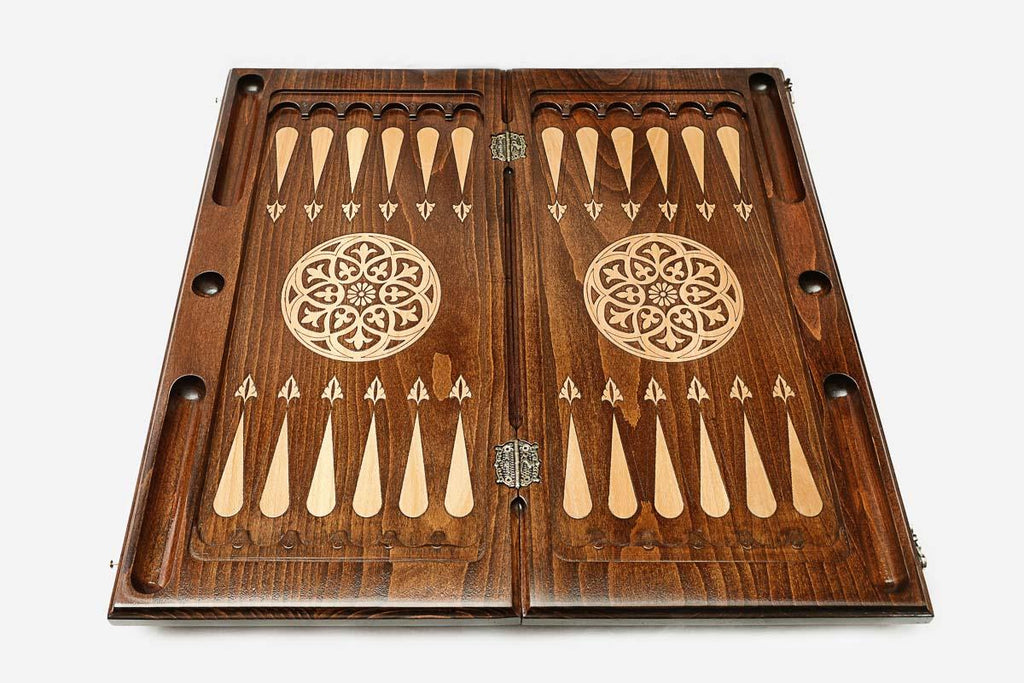 Armenian Backgammon Set - Ornaments XVIII - handmade wooden backgammon board
