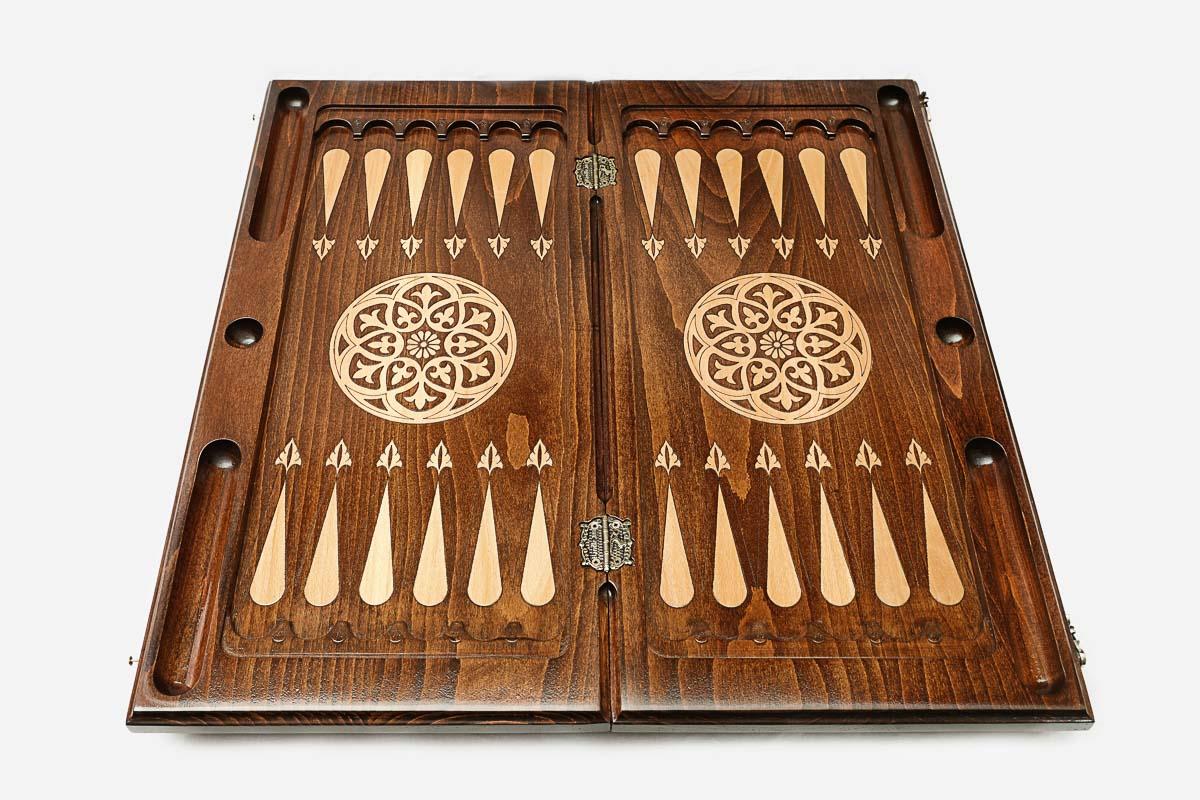 Armenian Backgammon Set - Ornaments XVIII - handmade wooden backgammon board