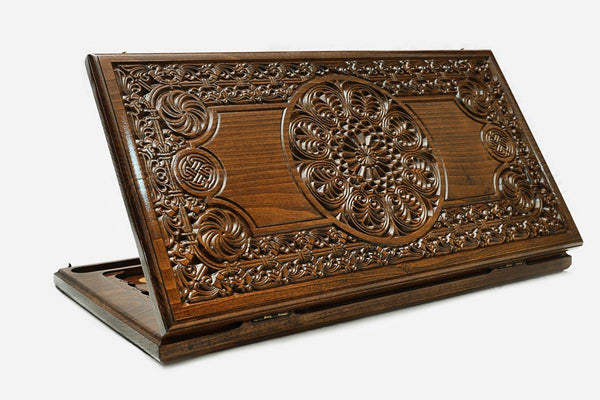 Armenian Backgammon Set - Ornaments XVIII - handmade wooden backgammon board