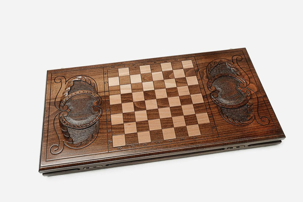 Backgammon Set Eagle III - handmade wooden backgammon board