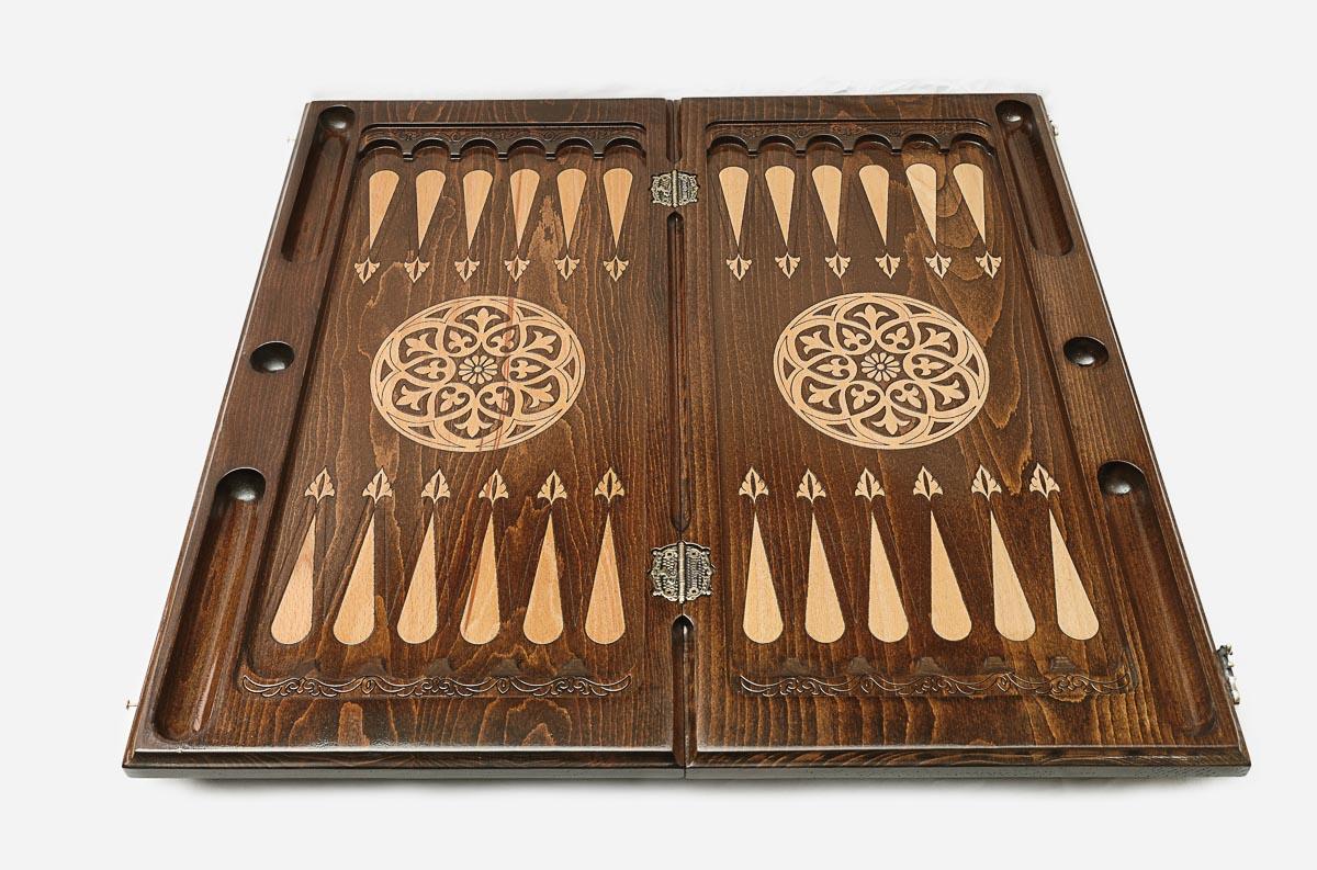 Backgammon Set Eagle III - handmade wooden backgammon board