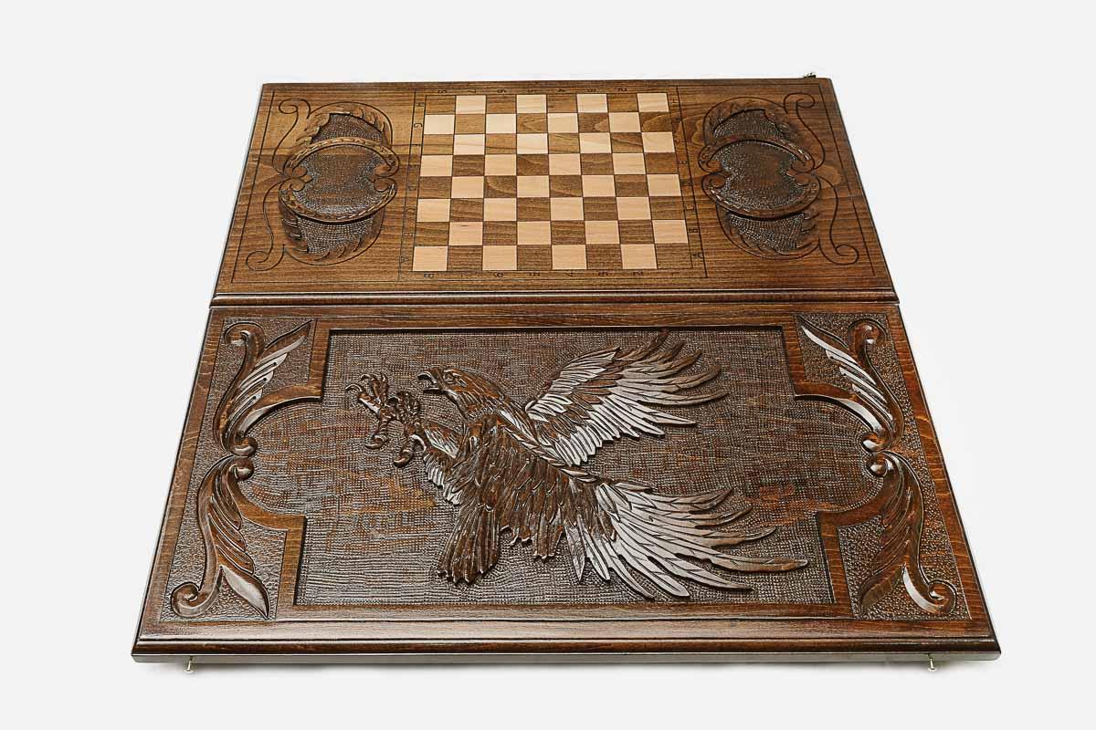 Backgammon Set Eagle III - handmade wooden backgammon board