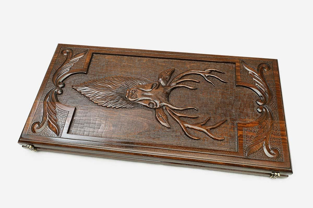Backgammon Set Deer III - handmade wooden backgammon board