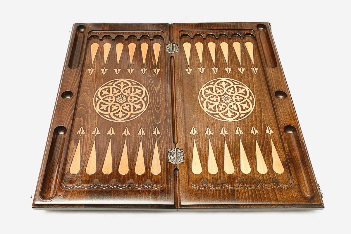 Backgammon Set Deer III - handmade wooden backgammon board
