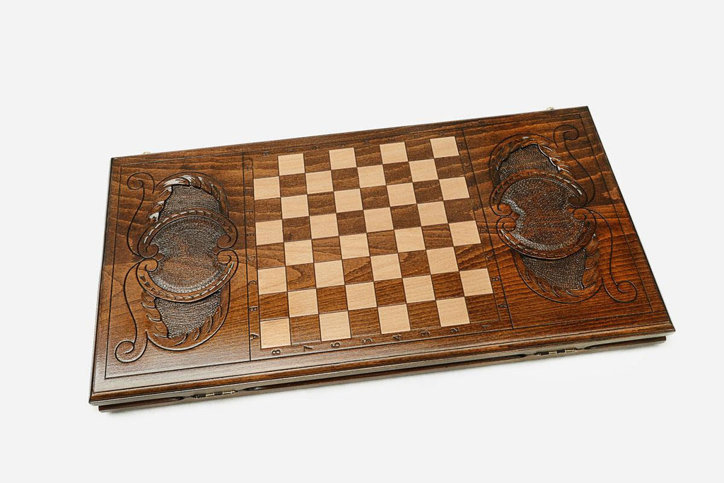 Backgammon Set Bear III - handmade wooden backgammon board