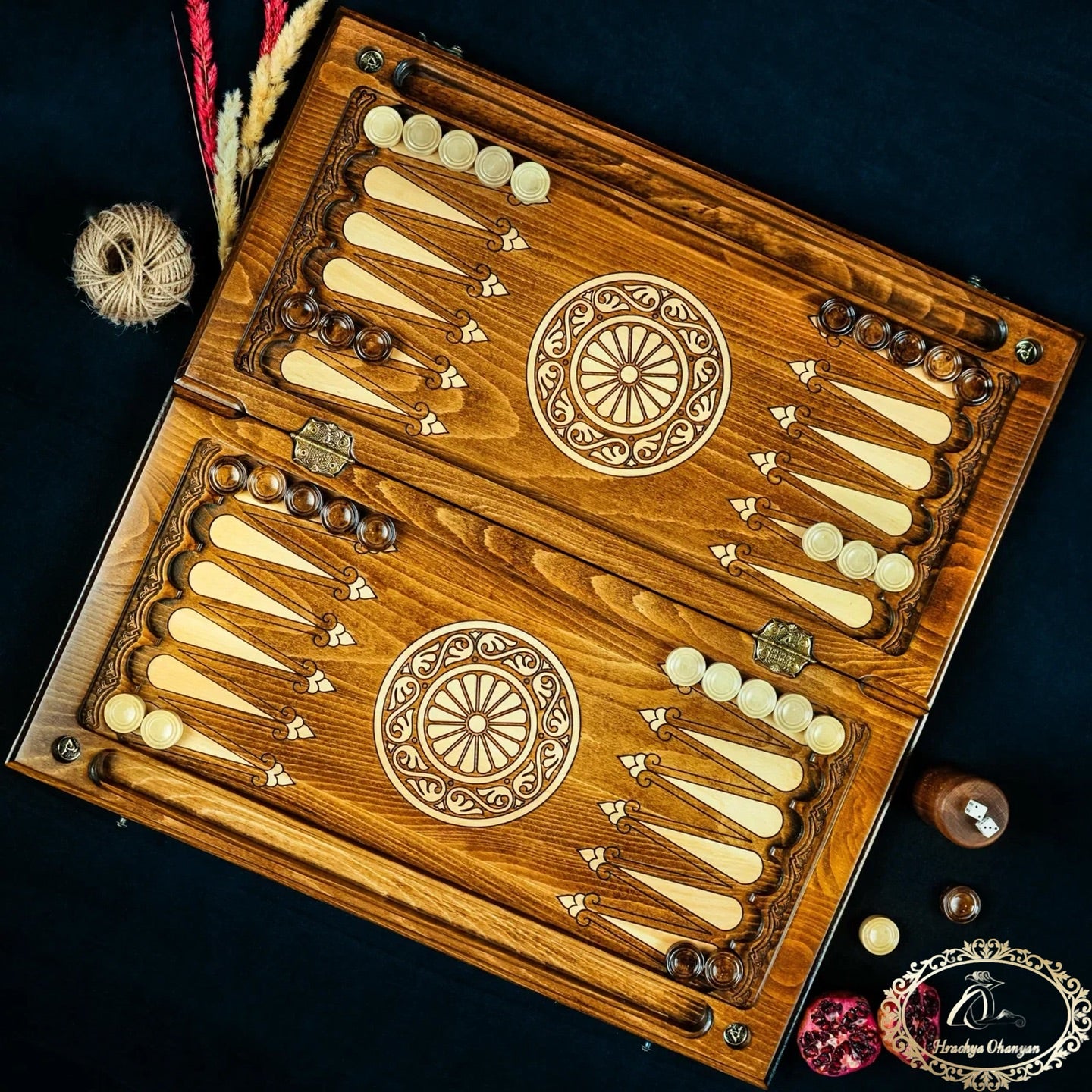 Backgammon set Armenian - Pomegranate Tree of Life - Unumperfectus