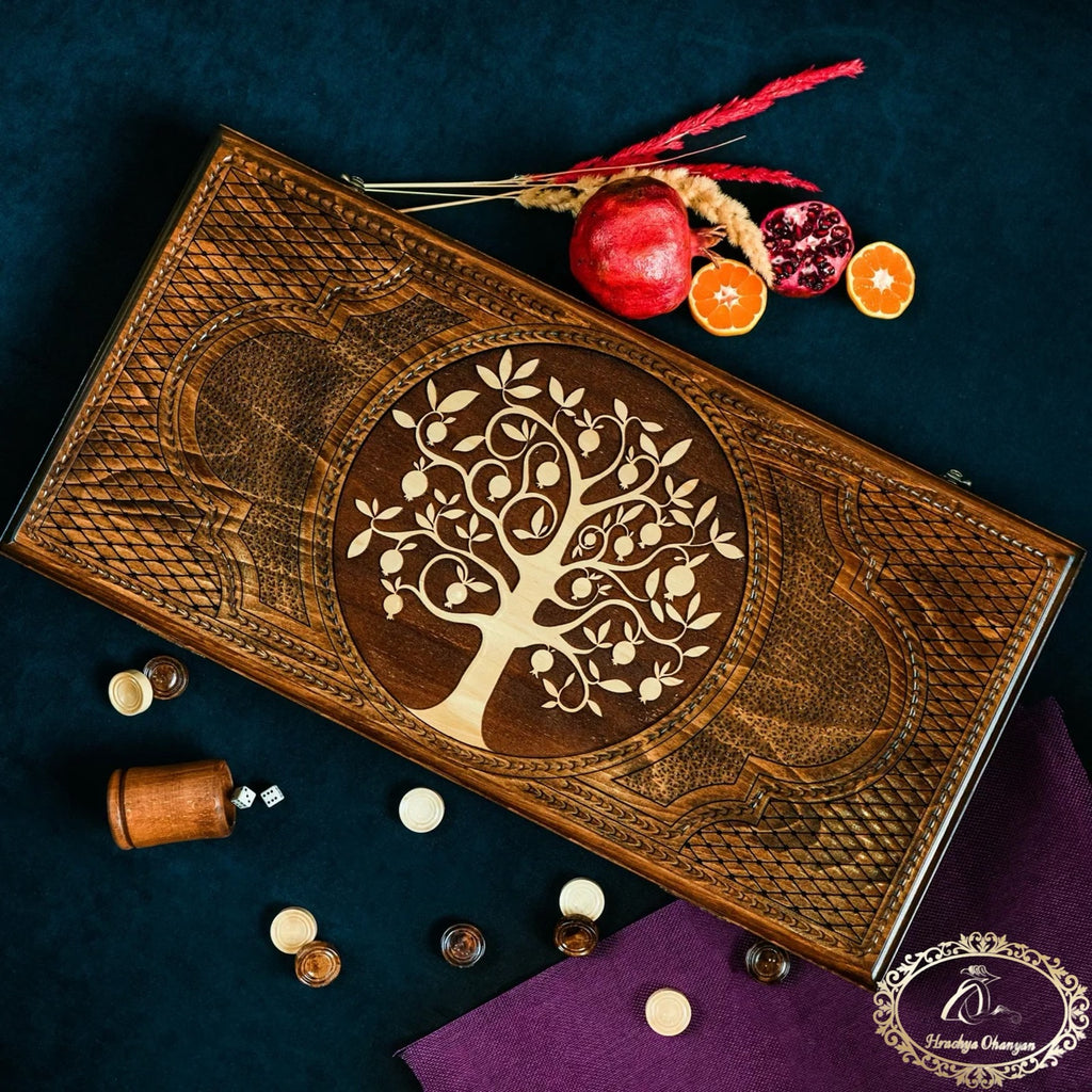 Backgammon set Armenian - Pomegranate Tree of Life - Unumperfectus