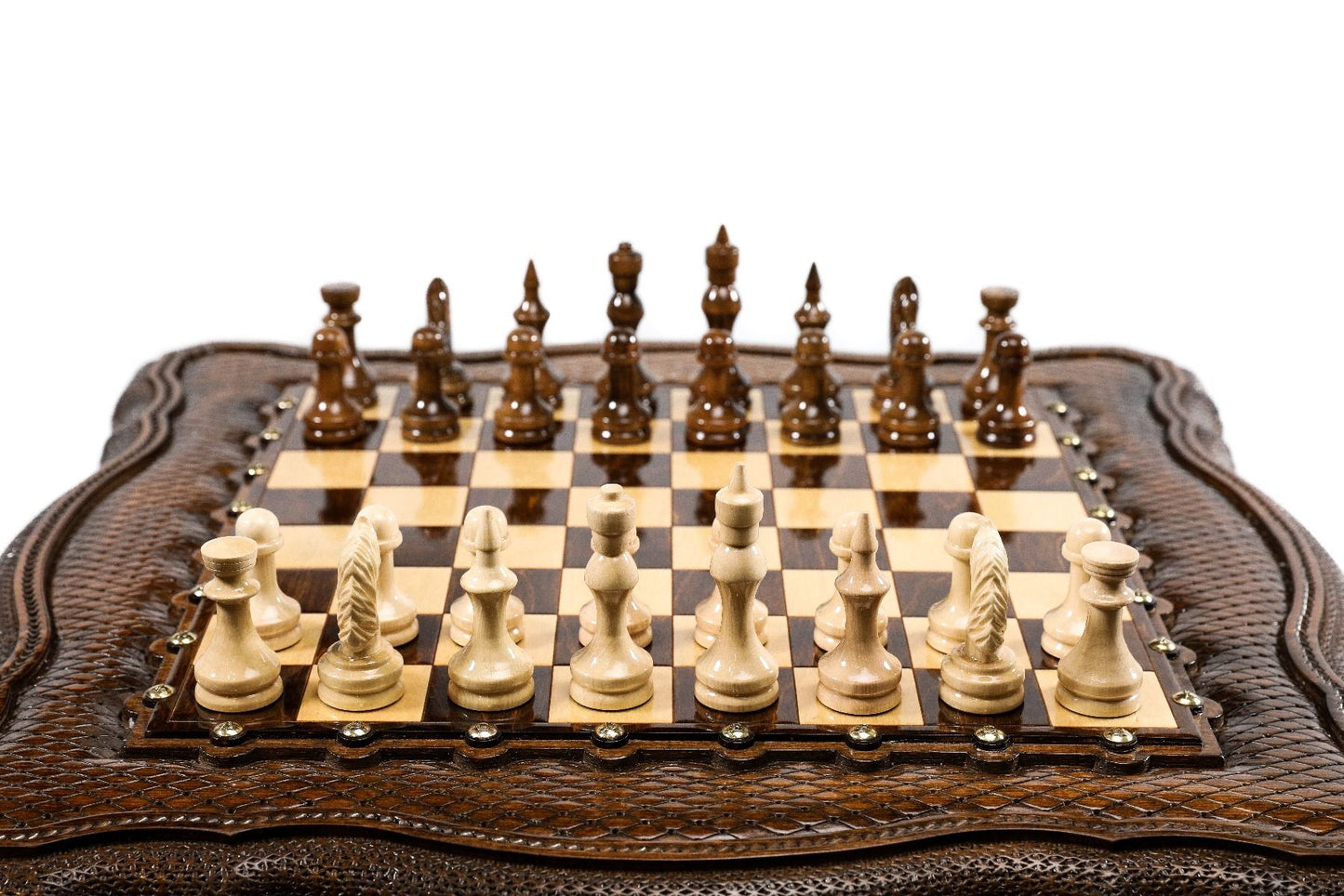 Detail of the premium materials and expert craftsmanship of this luxury chess table, a creation of master Hrachya Ohanyan.