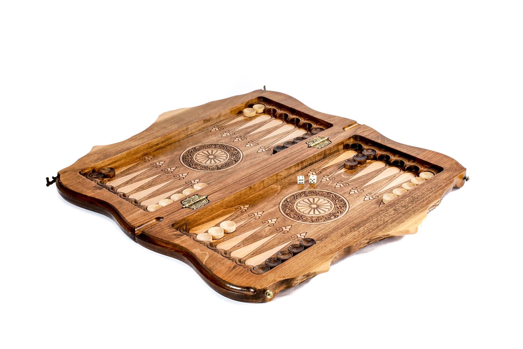 Wooden Chess & Backgammon Set — Braid Pattern 50 cm | 19.7" - Unumperfectus