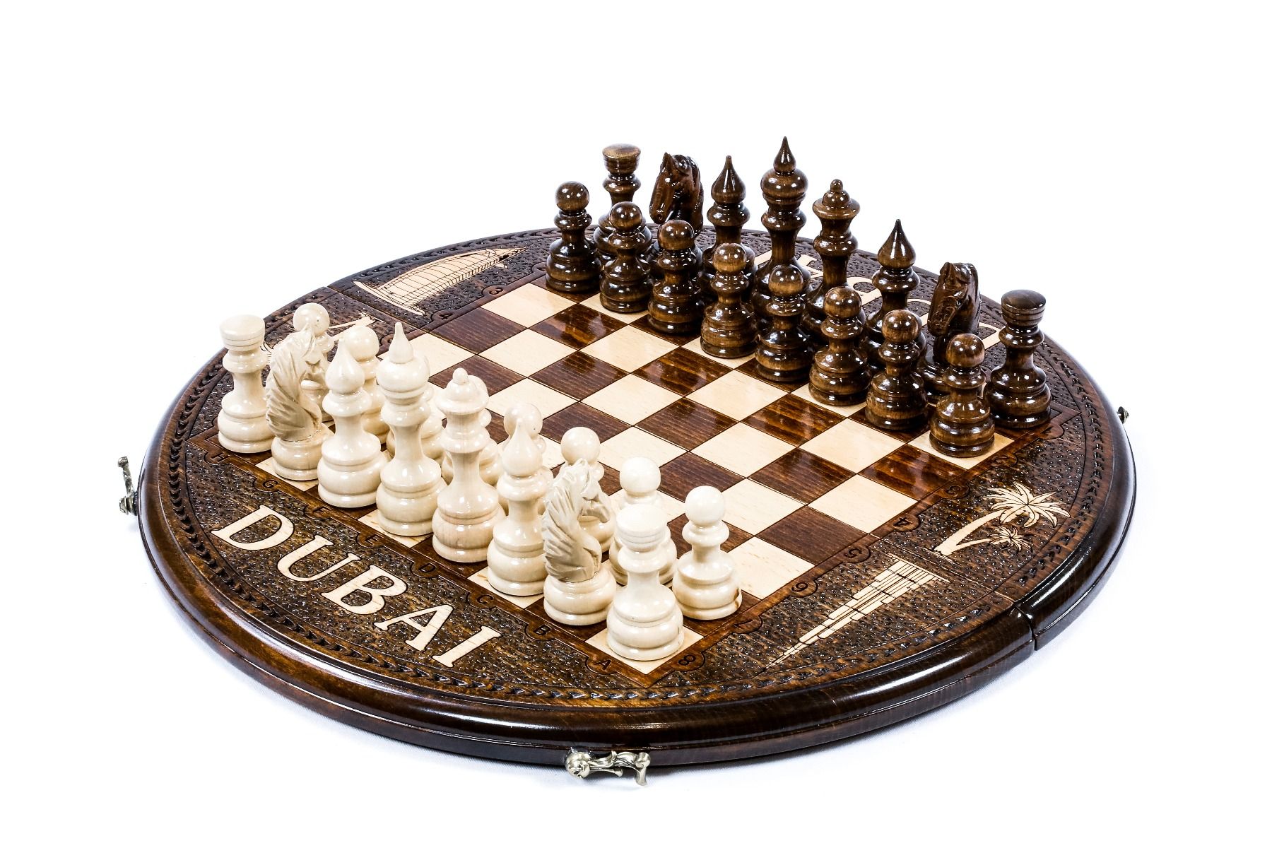 Handcrafted Armenian chess board modern circular luxury style